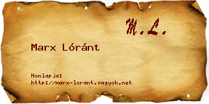 Marx Lóránt névjegykártya
